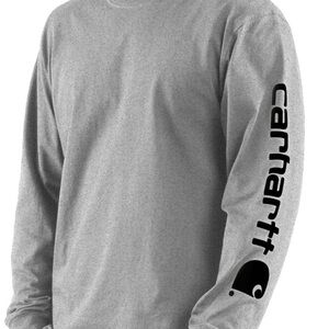 Carhartt K231 Logo Sleeve Long Sleeve Tee XL Heather Gray Original Fit